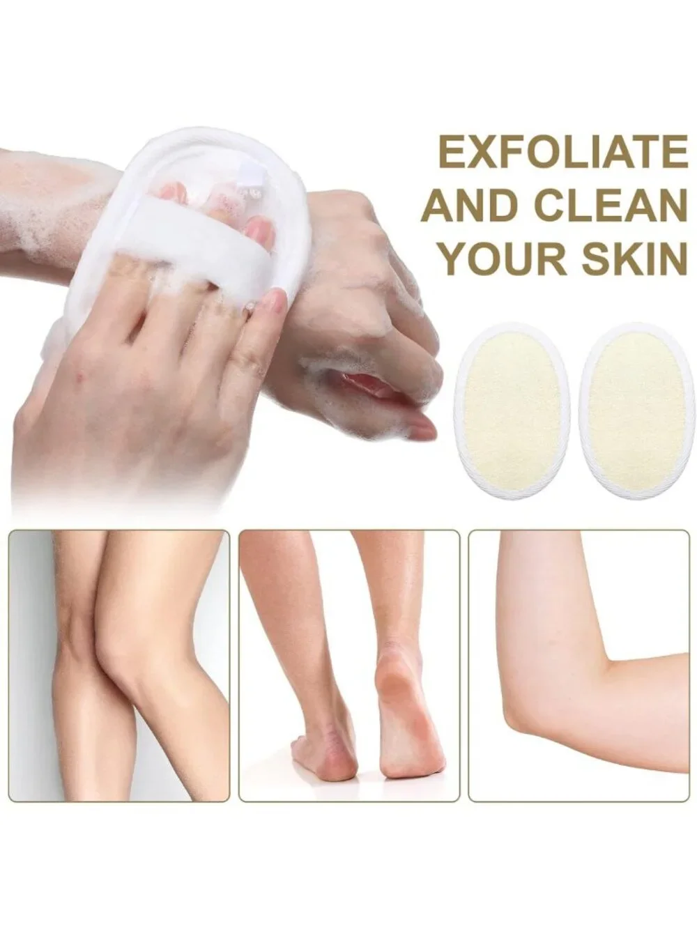 50 Exfoliating Loofah Pads - Natural Body Scrubber for Spa & Shower Use